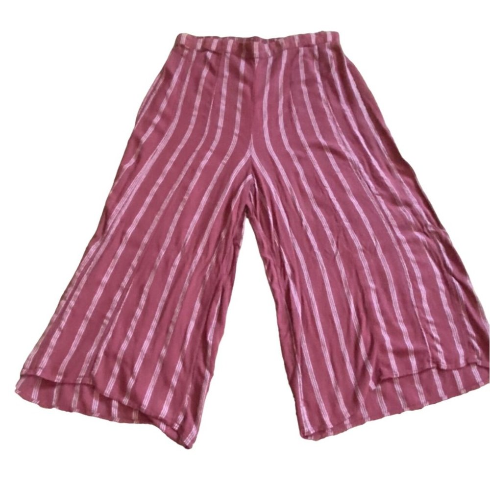 American Eagle Outfitters Culotte Striped Cropped Pants-Maroon/White-Sz XL-GUC